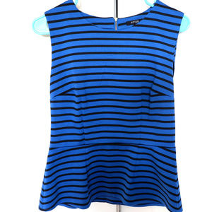 Apt 9 Black and Blue Striped Peplum Top